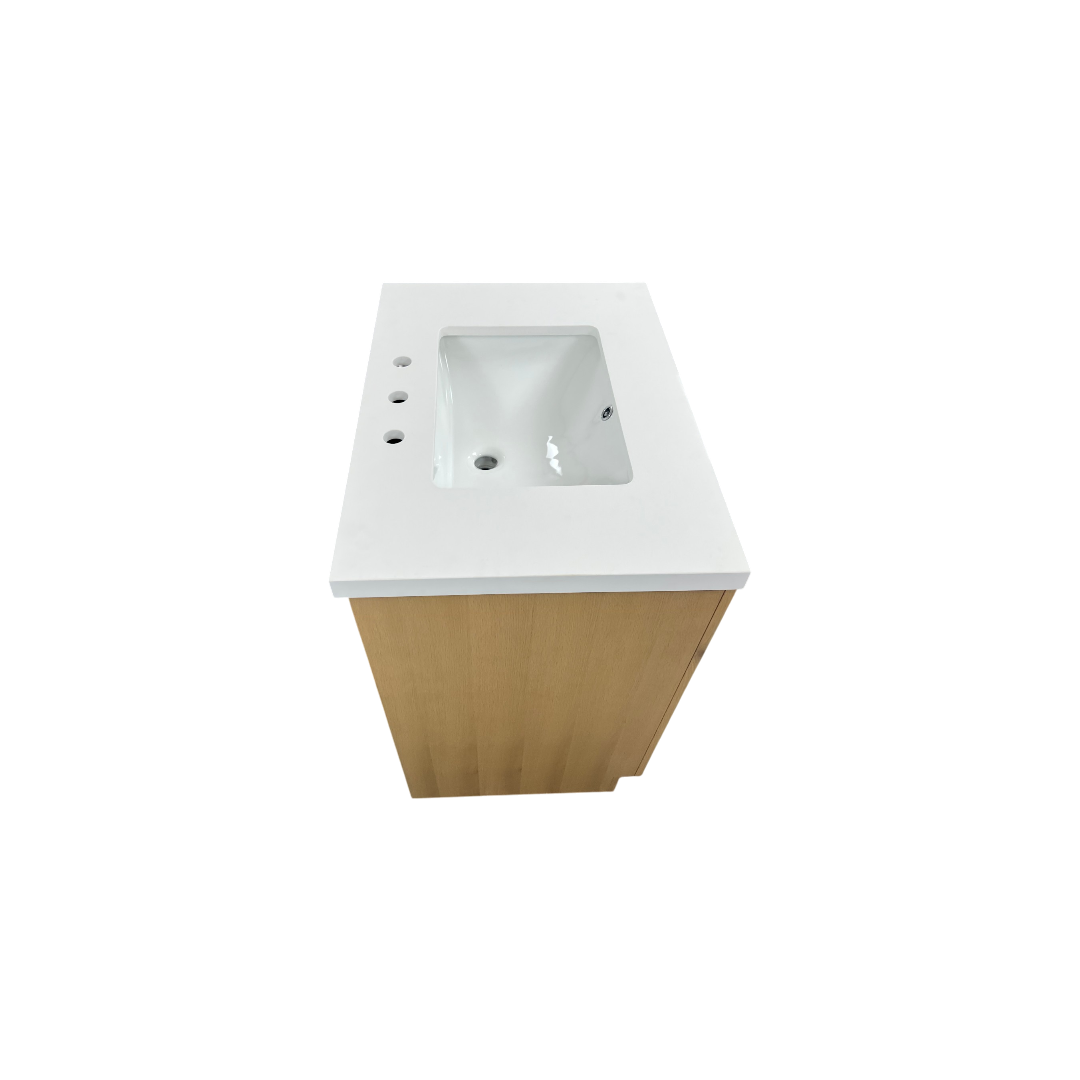 Hokku Designs  Thornaby Solid Wood Single Bathroom Vanity with Quartz Top