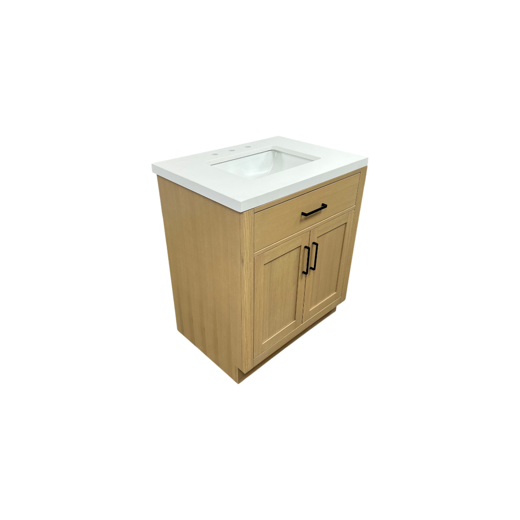 Hokku Designs  Thornaby Solid Wood Single Bathroom Vanity with Quartz Top