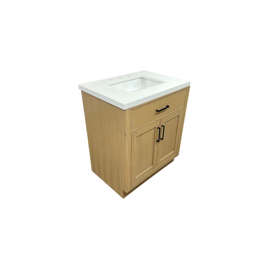 Hokku Designs  Thornaby Solid Wood Single Bathroom Vanity with Quartz Top