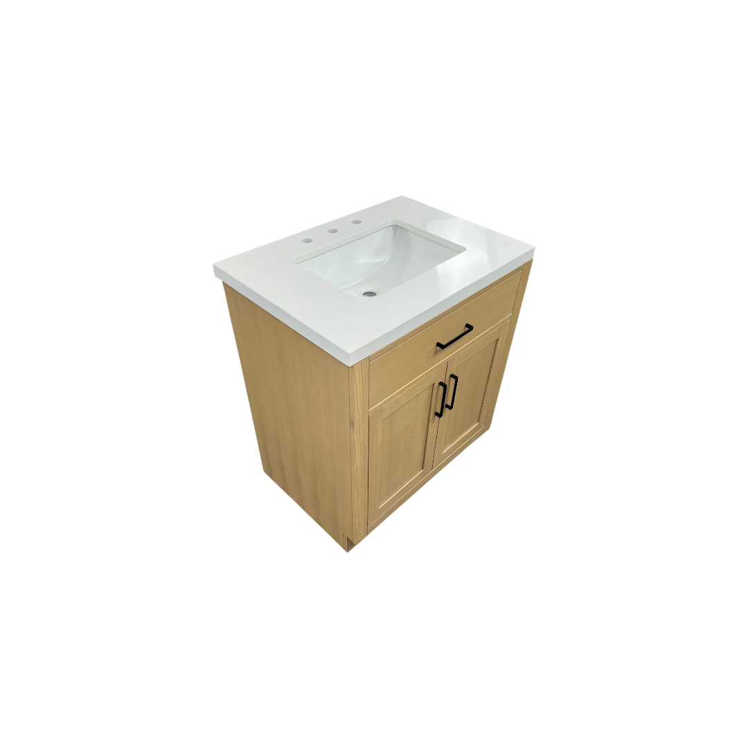 Hokku Designs  Thornaby Solid Wood Single Bathroom Vanity with Quartz Top