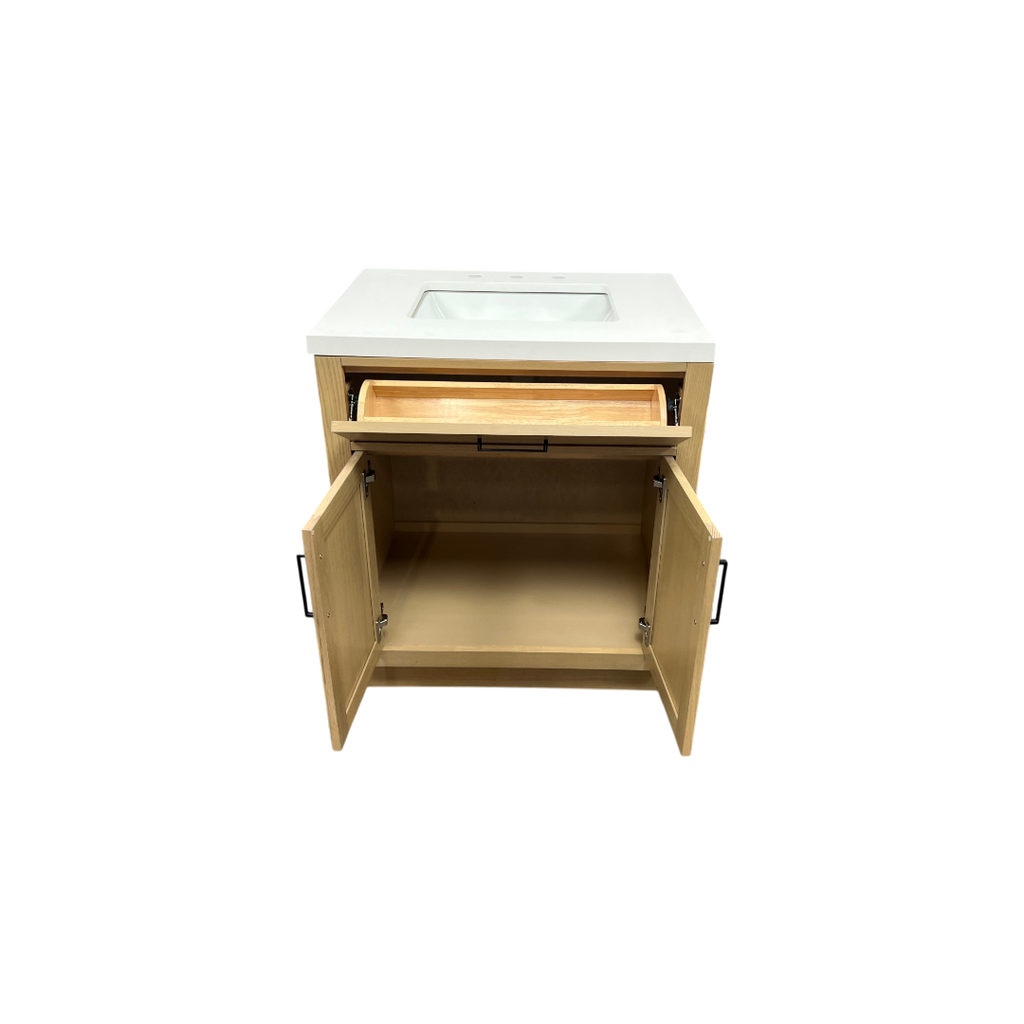 Hokku Designs  Thornaby Solid Wood Single Bathroom Vanity with Quartz Top