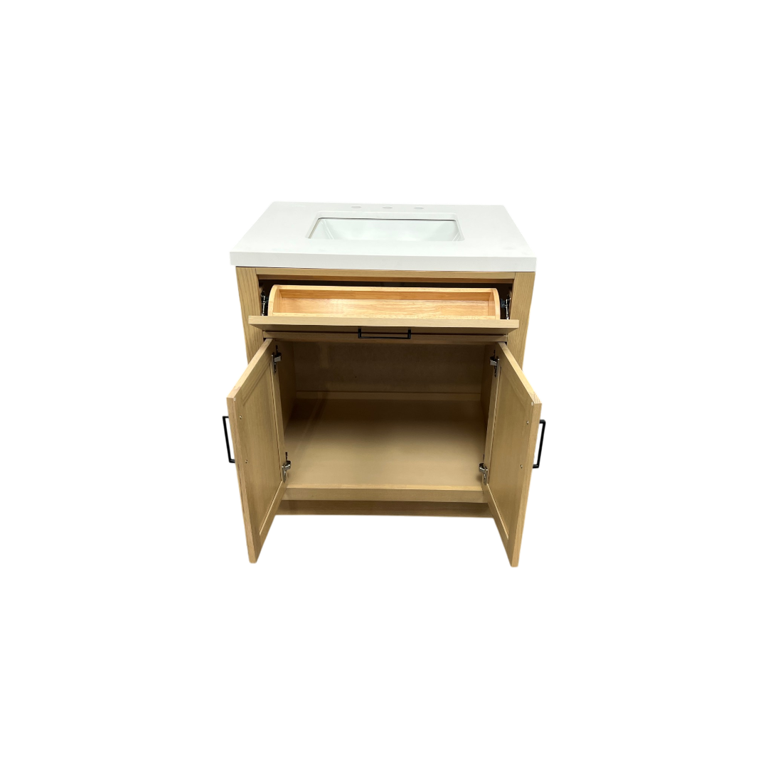 Hokku Designs  Thornaby Solid Wood Single Bathroom Vanity with Quartz Top