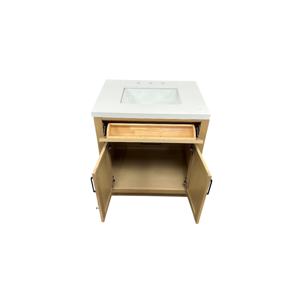 Hokku Designs  Thornaby Solid Wood Single Bathroom Vanity with Quartz Top