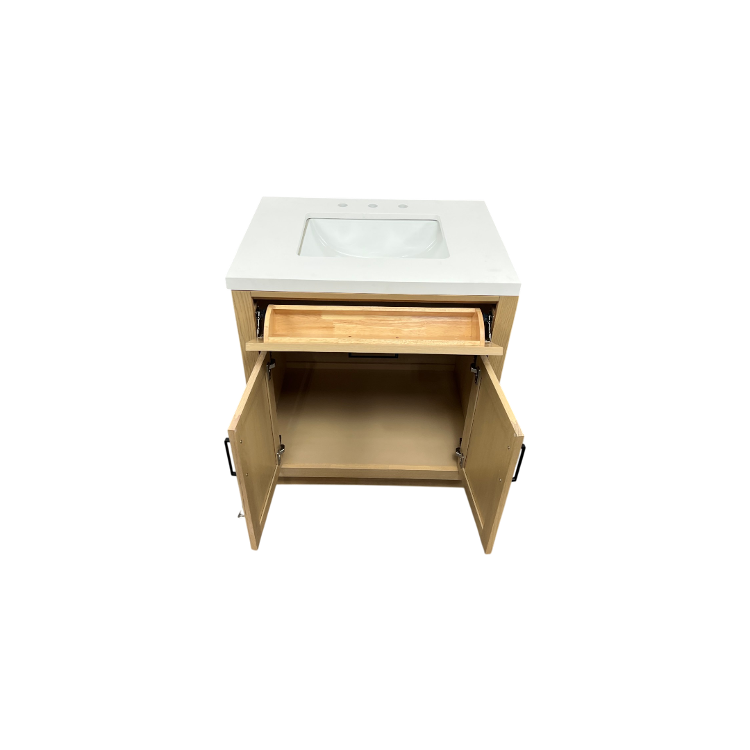 Hokku Designs  Thornaby Solid Wood Single Bathroom Vanity with Quartz Top