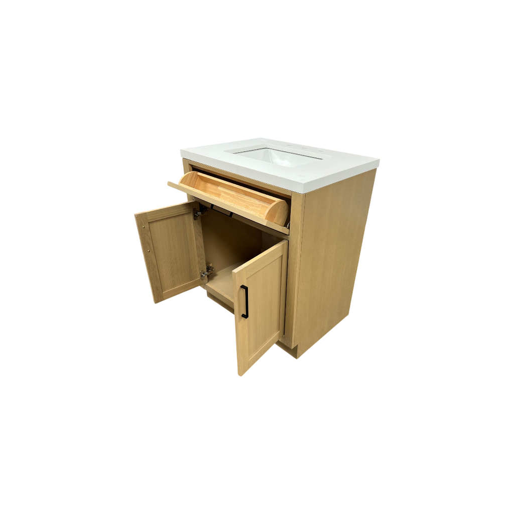 Hokku Designs  Thornaby Solid Wood Single Bathroom Vanity with Quartz Top