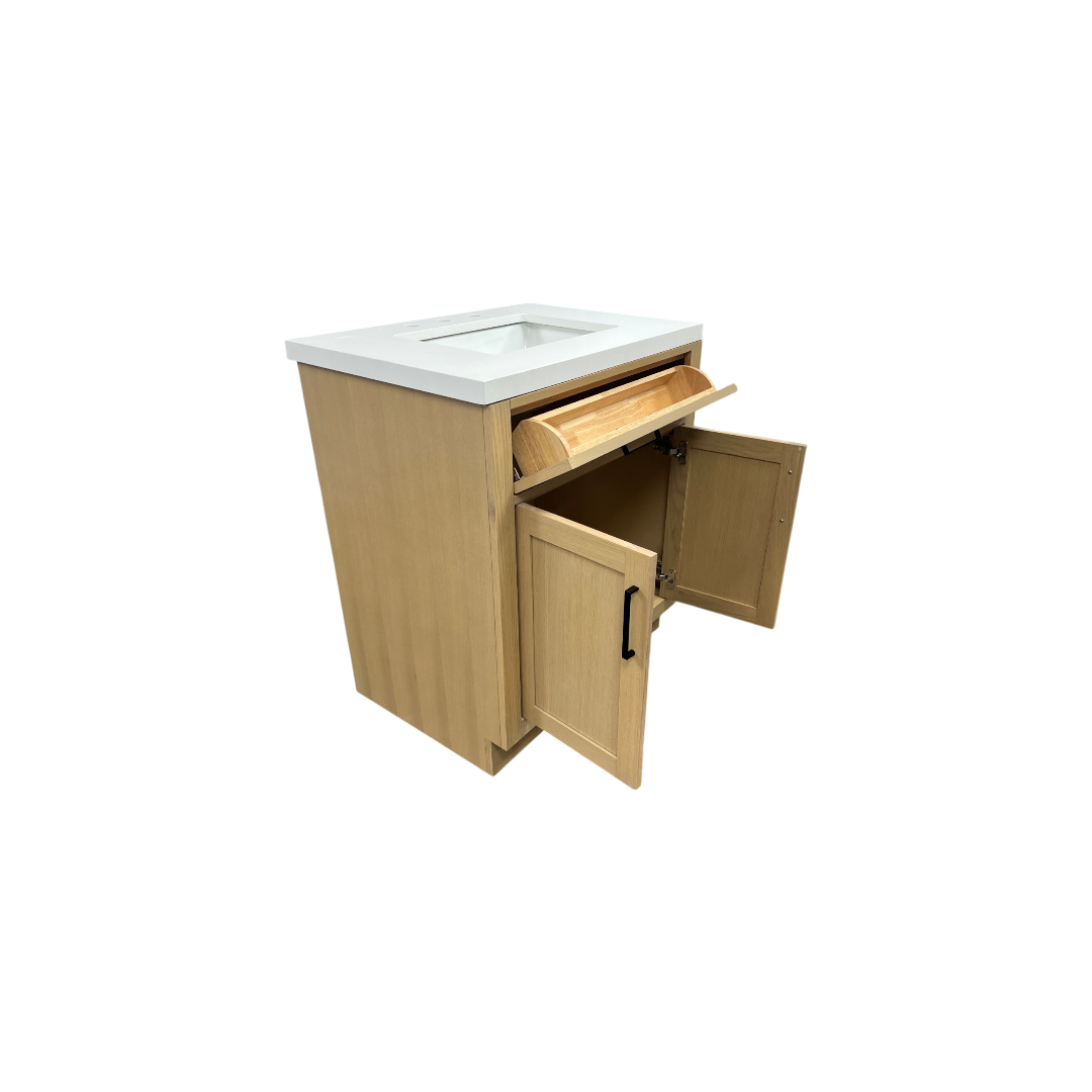 Hokku Designs  Thornaby Solid Wood Single Bathroom Vanity with Quartz Top