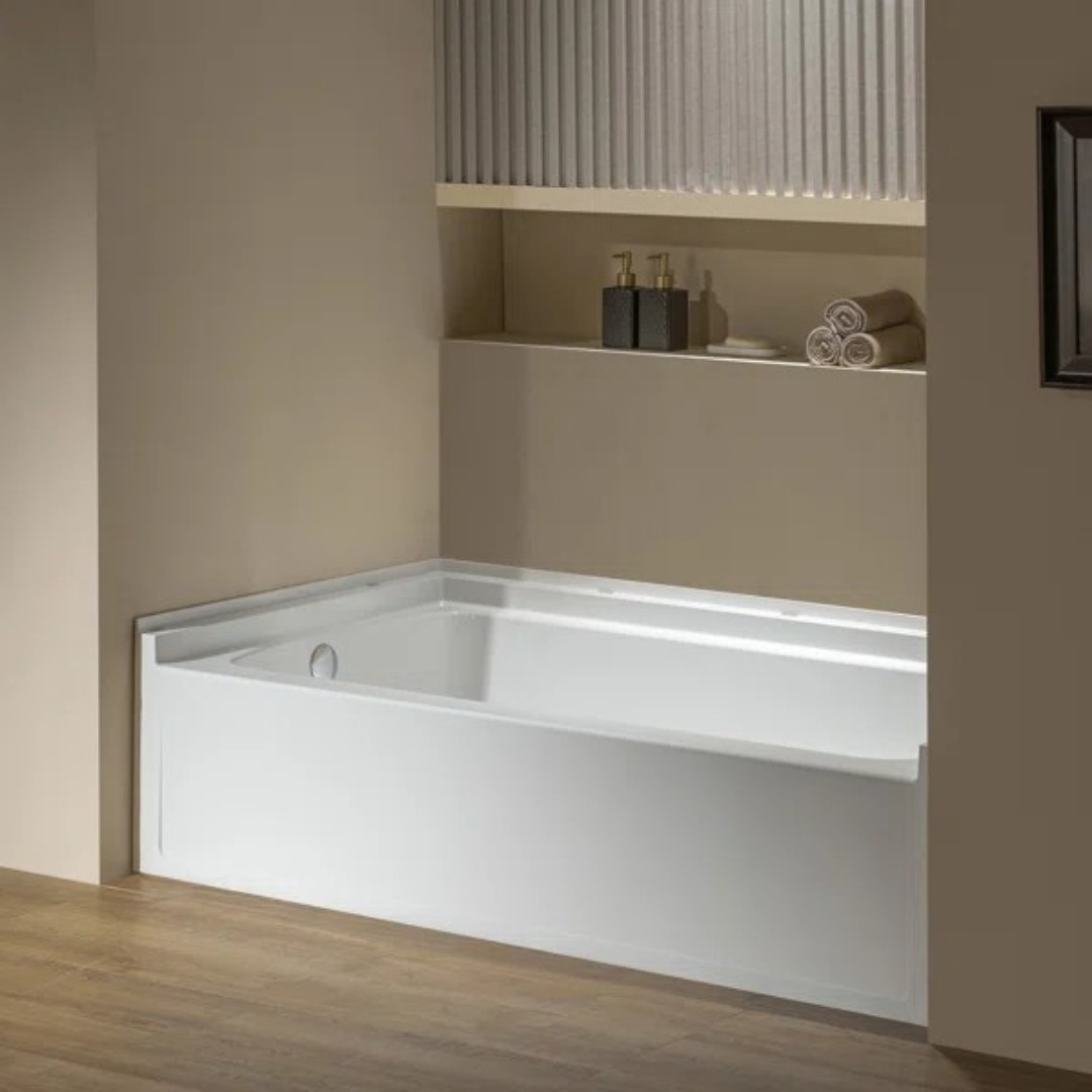 Woodbridge Composite Rectangular 3-Wall Alcove Tub (Tub Surrounded Compatible), Drain Hole TB-6032-R