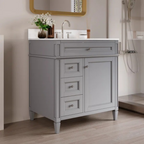 DeerValley Fully Assembled Single Bathroom Vanity with Backsplash - Light Gray
