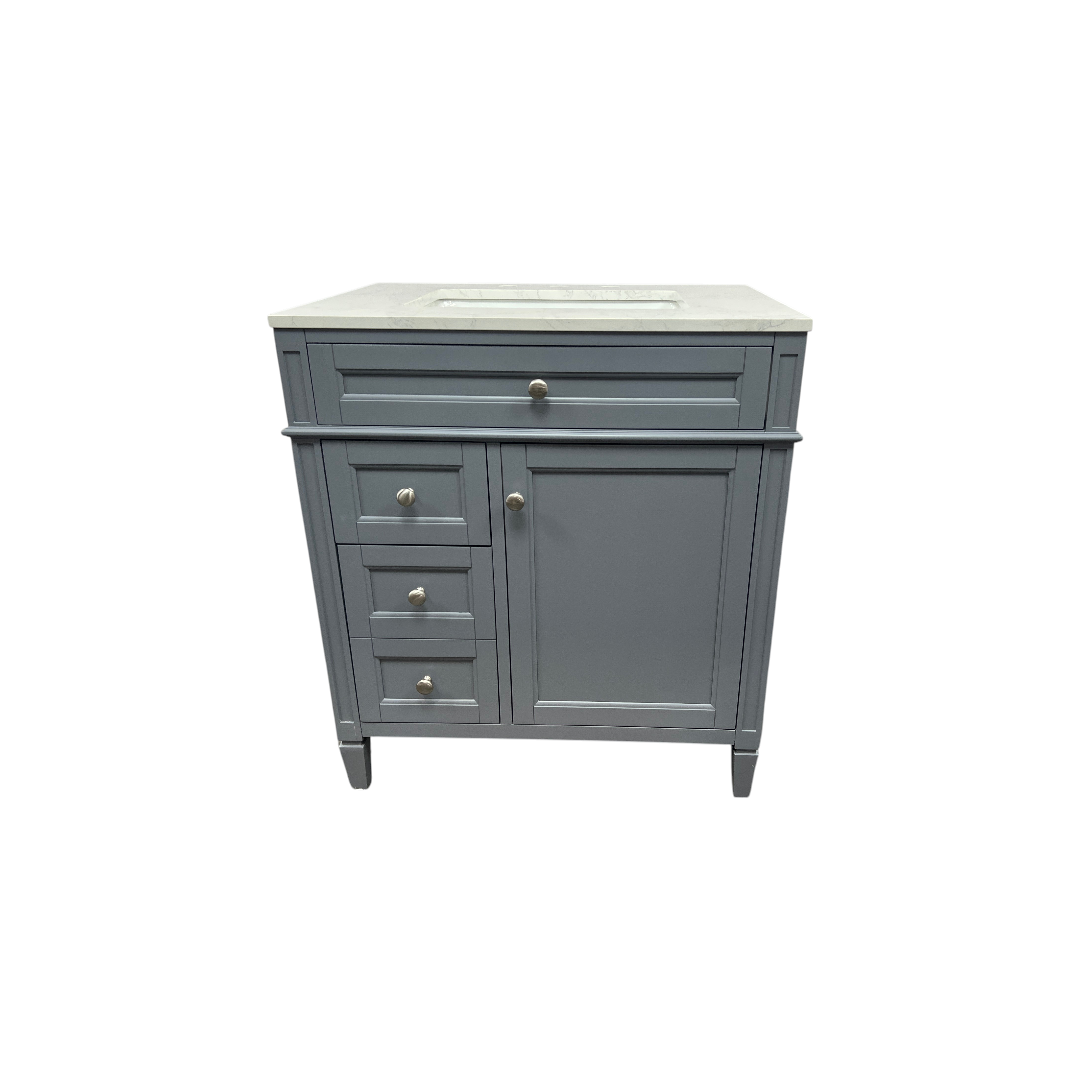 DeerValley Fully Assembled Single Bathroom Vanity with Backsplash - Light Gray