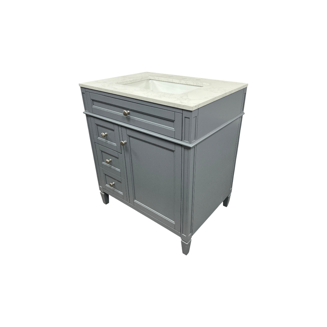 DeerValley Fully Assembled Single Bathroom Vanity with Backsplash - Light Gray