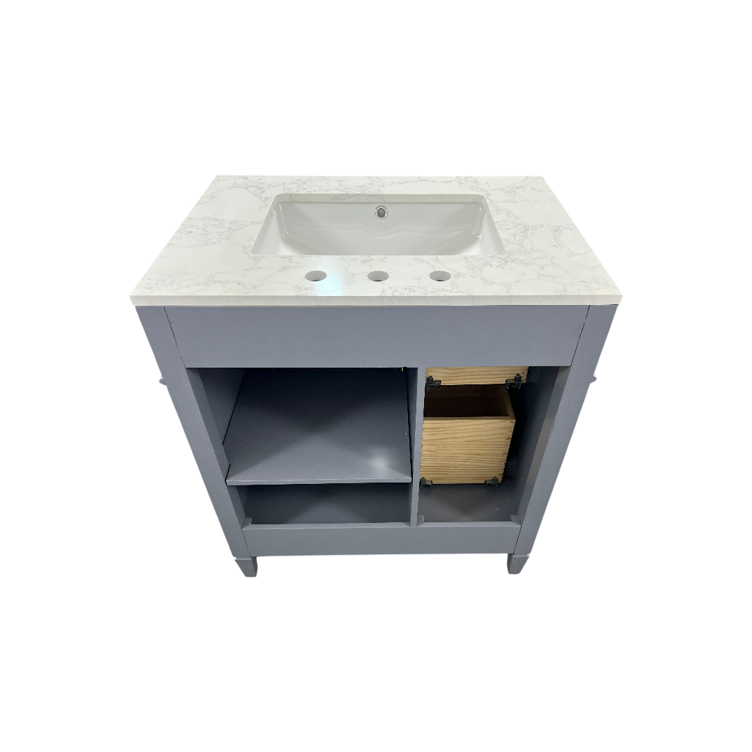 DeerValley Fully Assembled Single Bathroom Vanity with Backsplash - Light Gray