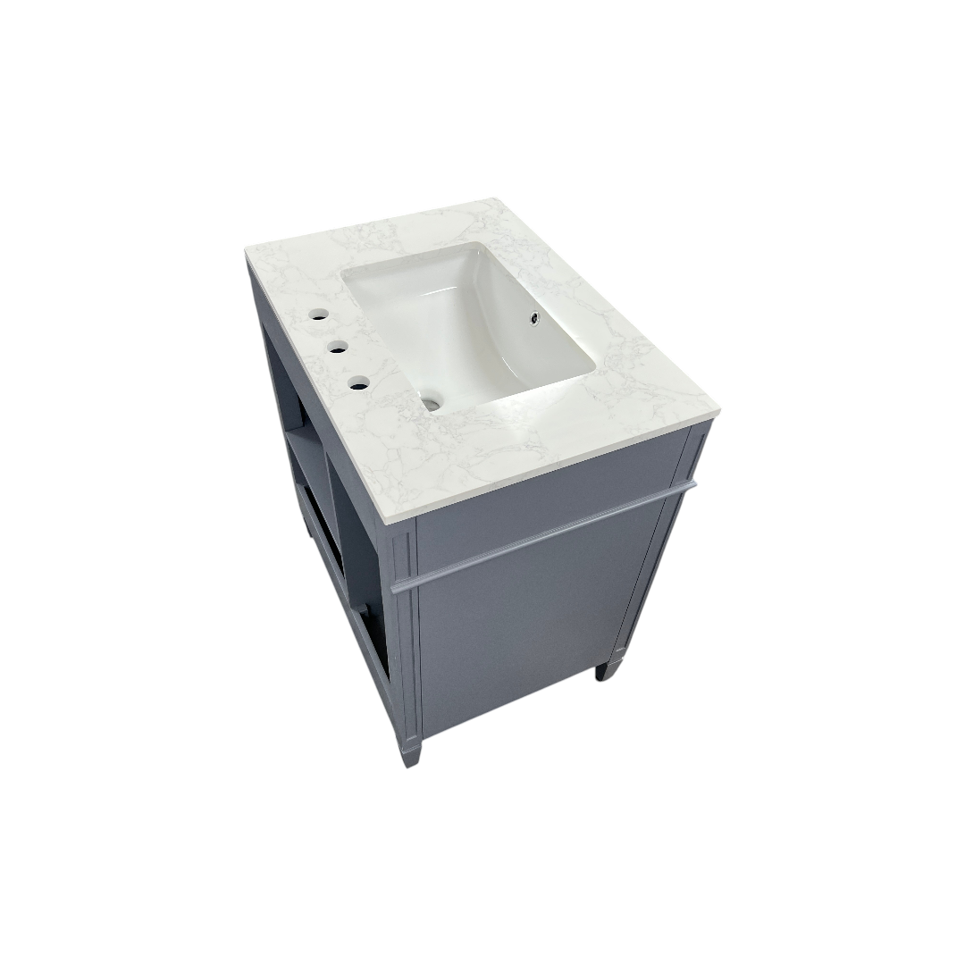 DeerValley Fully Assembled Single Bathroom Vanity with Backsplash - Light Gray