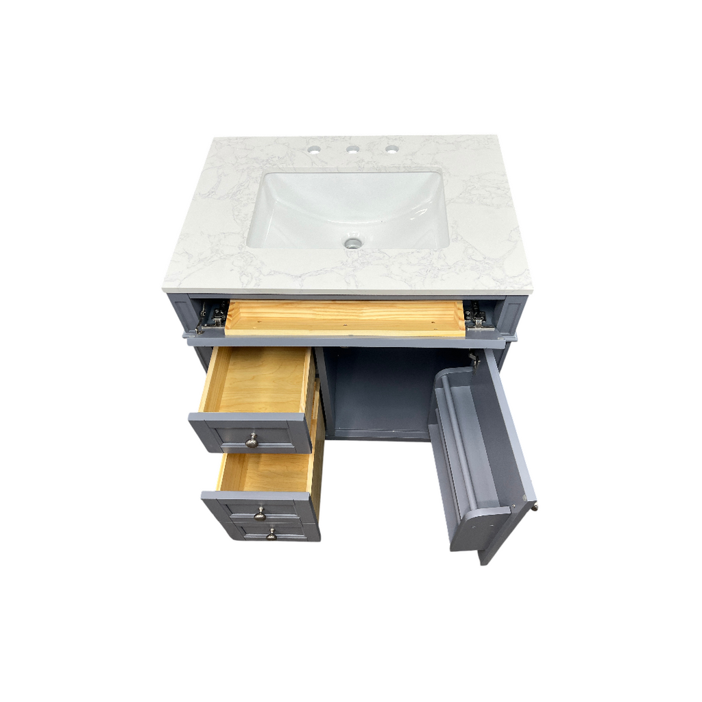 DeerValley Fully Assembled Single Bathroom Vanity with Backsplash - Light Gray