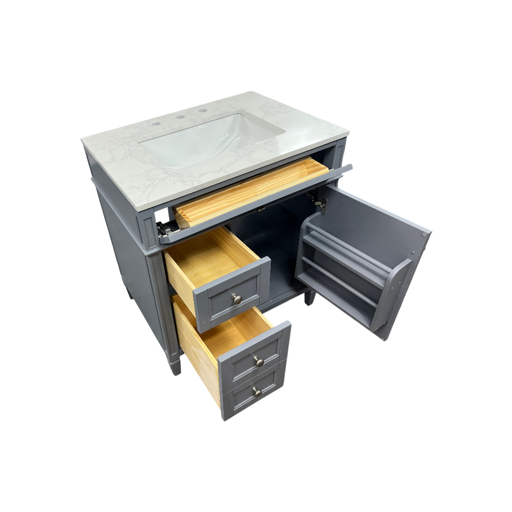 DeerValley Fully Assembled Single Bathroom Vanity with Backsplash - Light Gray
