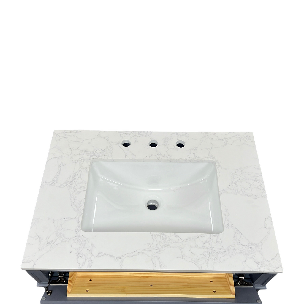 DeerValley Fully Assembled Single Bathroom Vanity with Backsplash - Light Gray