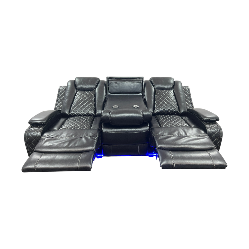 Latitude Run Power Reclining Sofa Couch with Wireless Charger and LED Lights