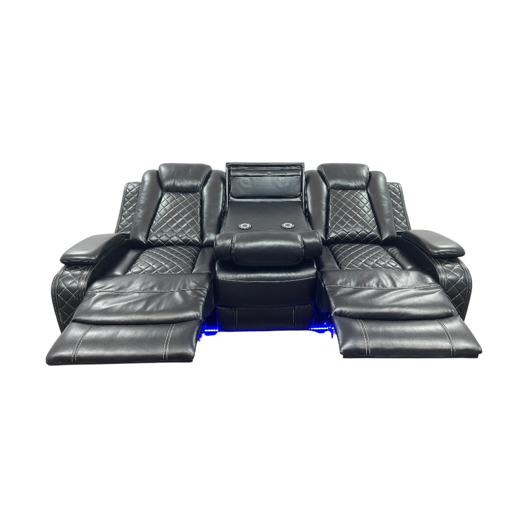 Latitude Run Power Reclining Sofa Couch with Wireless Charger and LED Lights