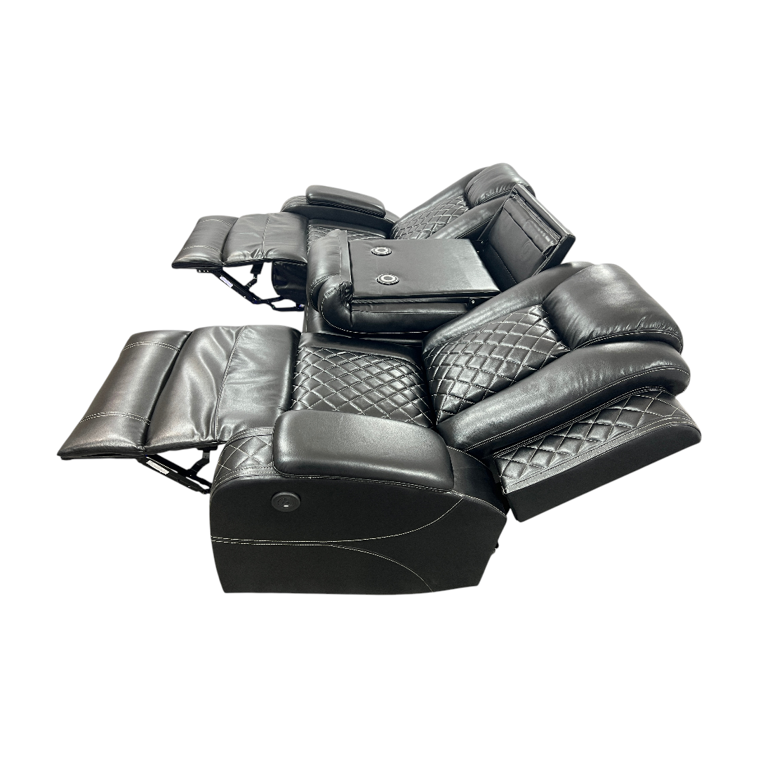 Latitude Run Power Reclining Sofa Couch with Wireless Charger and LED Lights