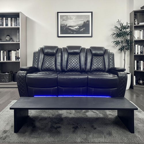 Latitude Run Power Reclining Sofa Couch with Wireless Charger and LED Lights, image 1