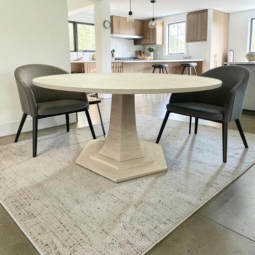 Maitland Smith Oak Round Solid Wood Dining Table, image 1