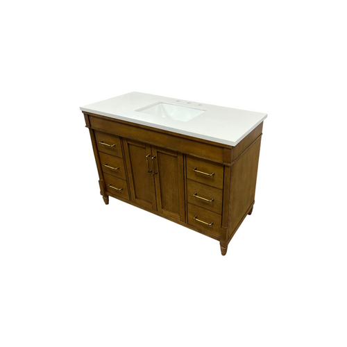 OVE Decors Salisbury Single Sink Freestanding Almond Latte Bathroom Vanity With White Engineered Marble Top, image 4