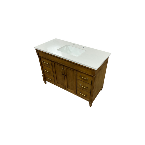 OVE Decors Salisbury Single Sink Freestanding Almond Latte Bathroom Vanity With White Engineered Marble Top, image 5