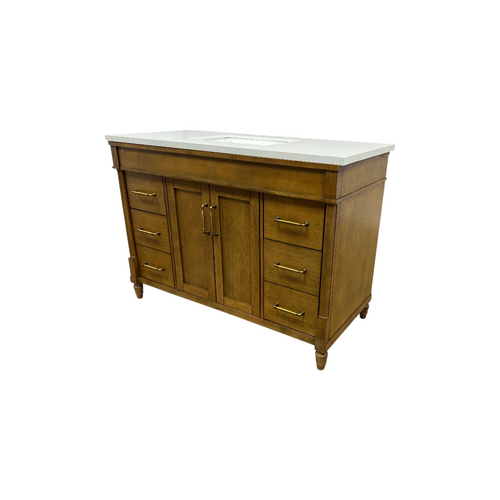 OVE Decors Salisbury Single Sink Freestanding Almond Latte Bathroom Vanity With White Engineered Marble Top, image 6