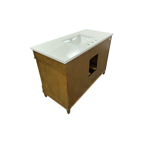 OVE Decors Salisbury Single Sink Freestanding Almond Latte Bathroom Vanity With White Engineered Marble Top, image 9