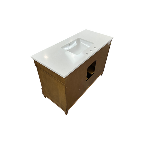 OVE Decors Salisbury Single Sink Freestanding Almond Latte Bathroom Vanity With White Engineered Marble Top, image 10