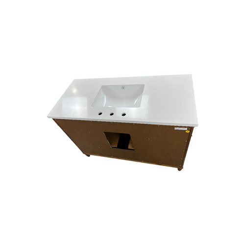 OVE Decors Salisbury Single Sink Freestanding Almond Latte Bathroom Vanity With White Engineered Marble Top, image 11