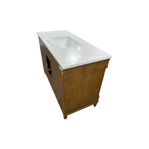 OVE Decors Salisbury Single Sink Freestanding Almond Latte Bathroom Vanity With White Engineered Marble Top, image 12