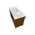 OVE Decors Salisbury Single Sink Freestanding Almond Latte Bathroom Vanity With White Engineered Marble Top