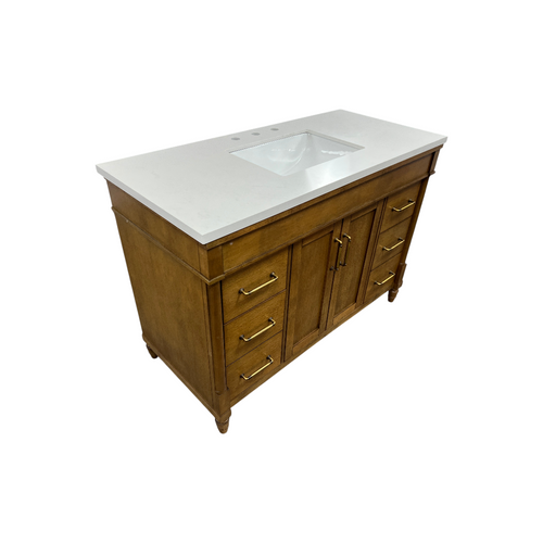 OVE Decors Salisbury Single Sink Freestanding Almond Latte Bathroom Vanity With White Engineered Marble Top, image 15