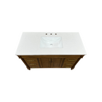 OVE Decors Salisbury Single Sink Freestanding Almond Latte Bathroom Vanity With White Engineered Marble Top