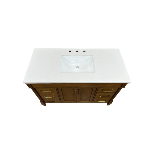 OVE Decors Salisbury Single Sink Freestanding Almond Latte Bathroom Vanity With White Engineered Marble Top, image 17