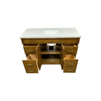 OVE Decors Salisbury Single Sink Freestanding Almond Latte Bathroom Vanity With White Engineered Marble Top