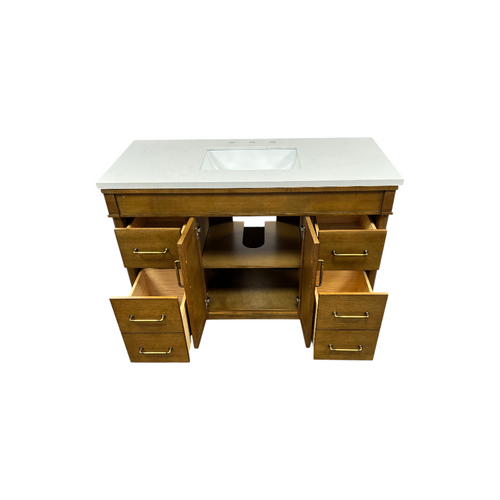 OVE Decors Salisbury Single Sink Freestanding Almond Latte Bathroom Vanity With White Engineered Marble Top, image 18