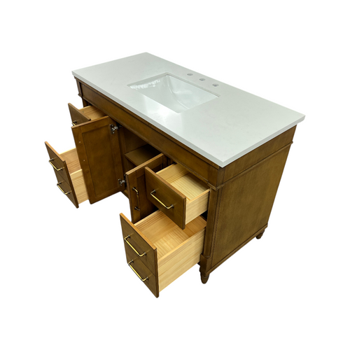 OVE Decors Salisbury Single Sink Freestanding Almond Latte Bathroom Vanity With White Engineered Marble Top, image 20