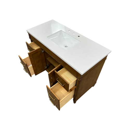 OVE Decors Salisbury Single Sink Freestanding Almond Latte Bathroom Vanity With White Engineered Marble Top, image 21