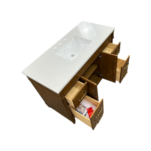 OVE Decors Salisbury Single Sink Freestanding Almond Latte Bathroom Vanity With White Engineered Marble Top, image 23