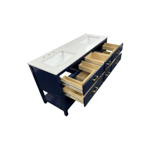 Latitude Run Brooks Double Bathroom Vanity with Marble Top, image 12