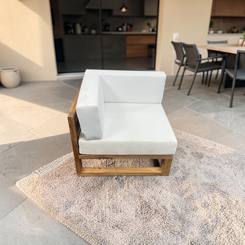 Modway Upland Outdoor Patio Teak Wood Corner Chair in Natural White, image 1