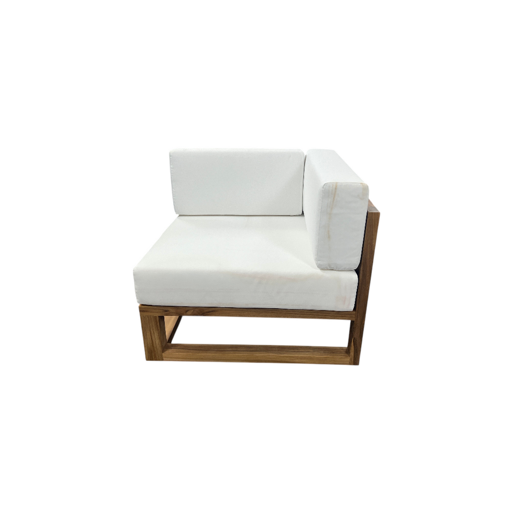 Modway Upland Outdoor Patio Teak Wood Corner Chair in Natural White