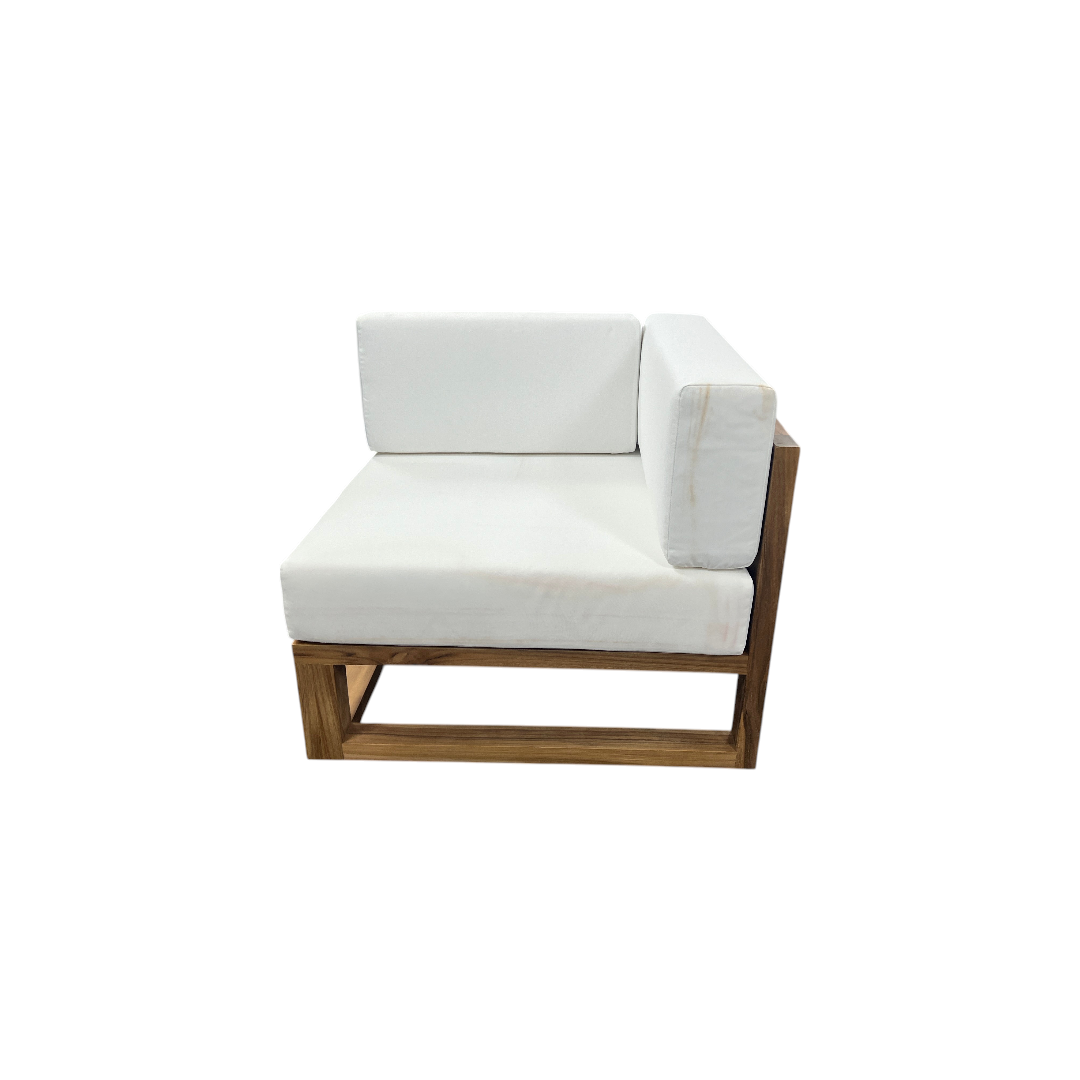 Modway Upland Outdoor Patio Teak Wood Corner Chair in Natural White