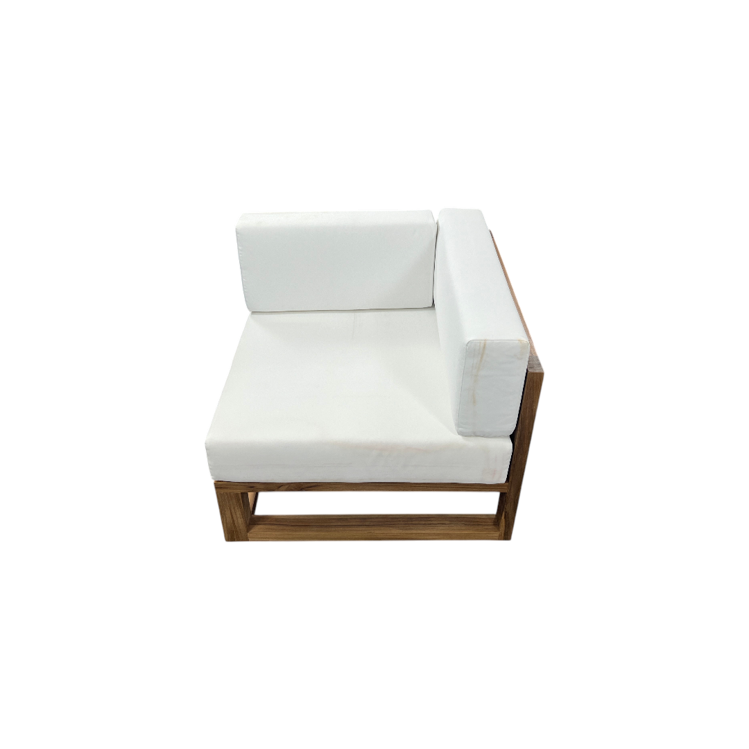 Modway Upland Outdoor Patio Teak Wood Corner Chair in Natural White