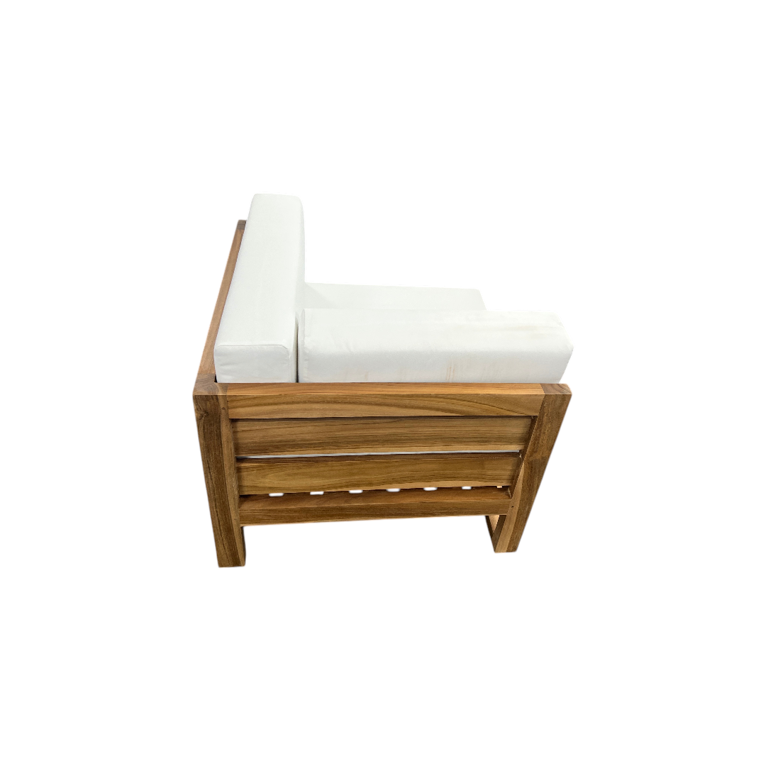 Modway Upland Outdoor Patio Teak Wood Corner Chair in Natural White