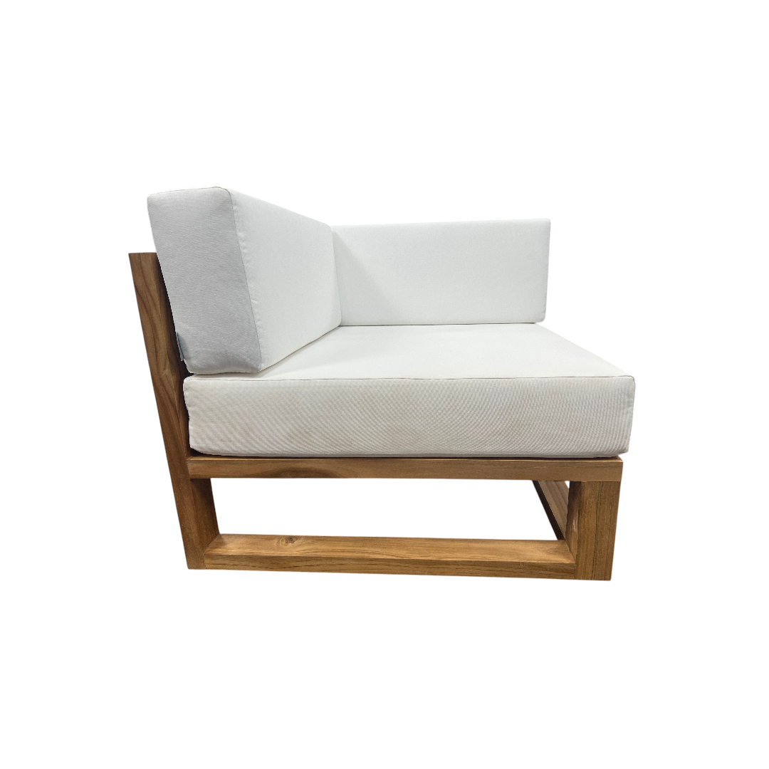 Modway Upland Outdoor Patio Teak Wood Corner Chair in Natural White