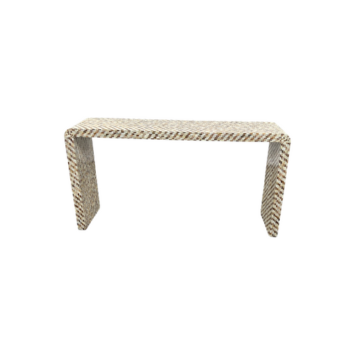 Rowena Interiors Ventura Reclaimed Wood and Mother of Pearl Waterfall Console Table, image 2