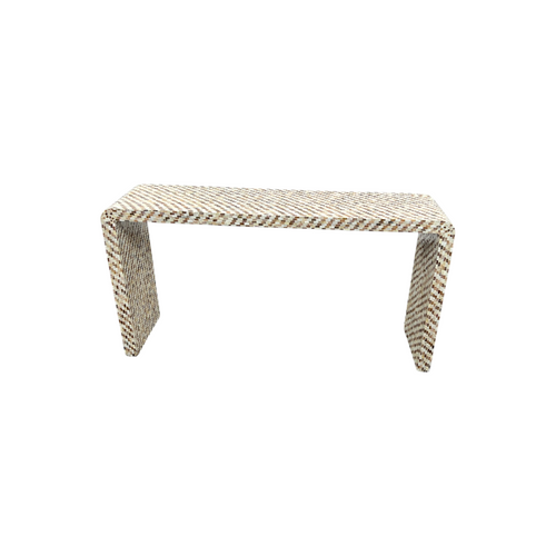 Rowena Interiors Ventura Reclaimed Wood and Mother of Pearl Waterfall Console Table, image 3