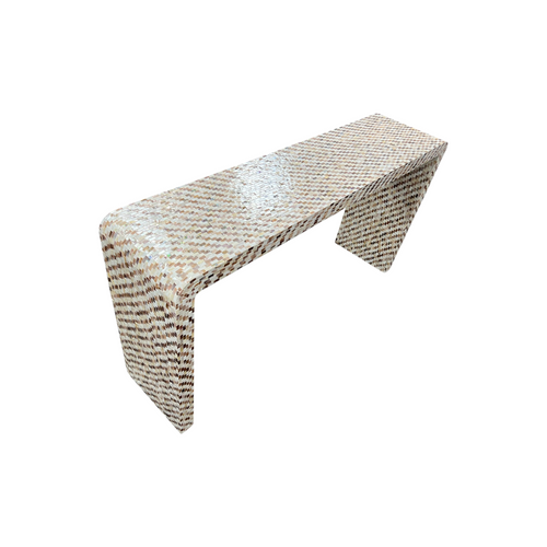 Rowena Interiors Ventura Reclaimed Wood and Mother of Pearl Waterfall Console Table, image 10